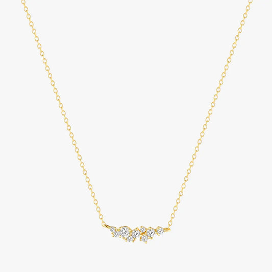 925 Sterling Silver Geometric Zirconia Dainty Clavicle Necklace on a white background, emphasizing its sleek, contemporary design and stunning zircon stones.