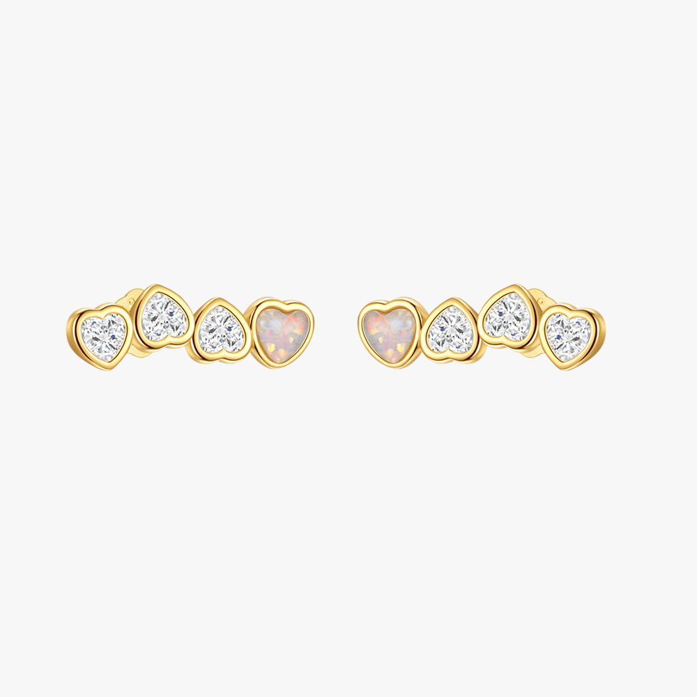 925 sterling silver opal cubic zirconia heart earrings, hypoallergenic and nickel-free, perfect for everyday wear and gifts.