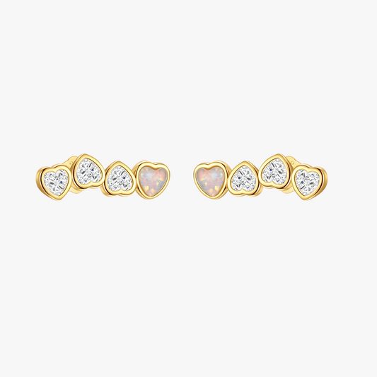 925 sterling silver opal cubic zirconia heart earrings, hypoallergenic and nickel-free, perfect for everyday wear and gifts.