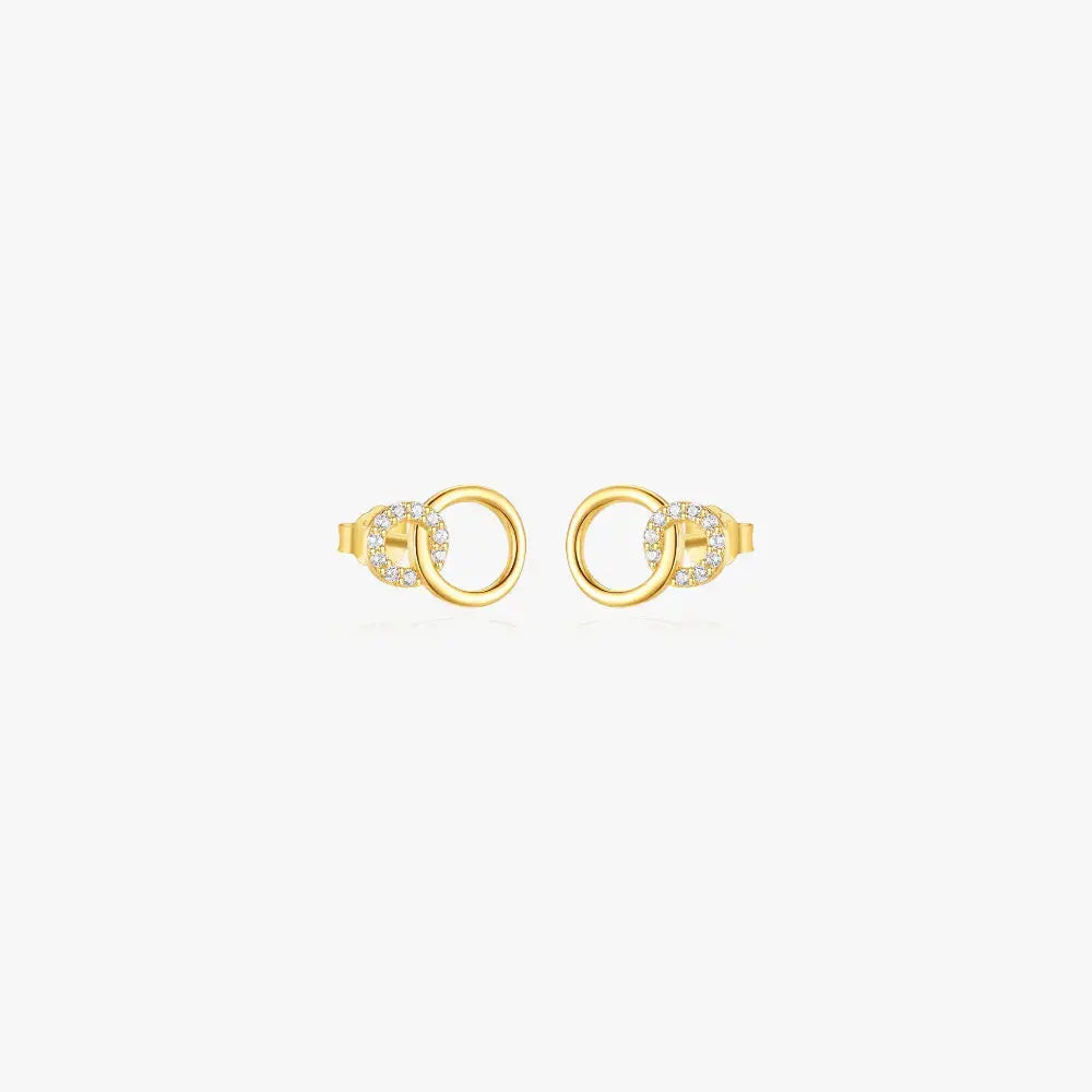 Double Circle Zirconia Stud Earrings