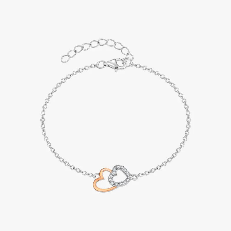 Intertwined Heart Sterling Silver Bracelet