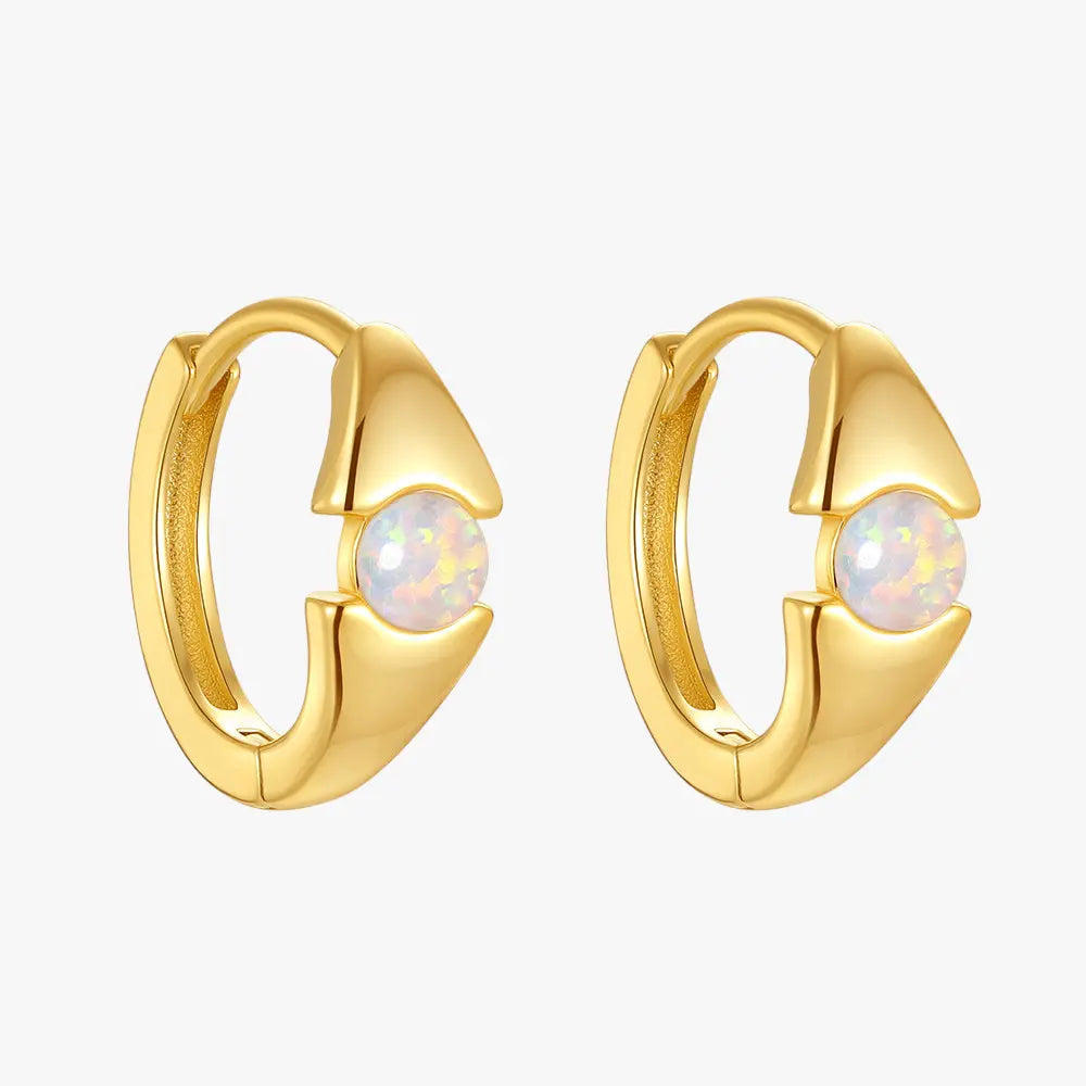 Hollow Opal C-Shape Hoop Earrings