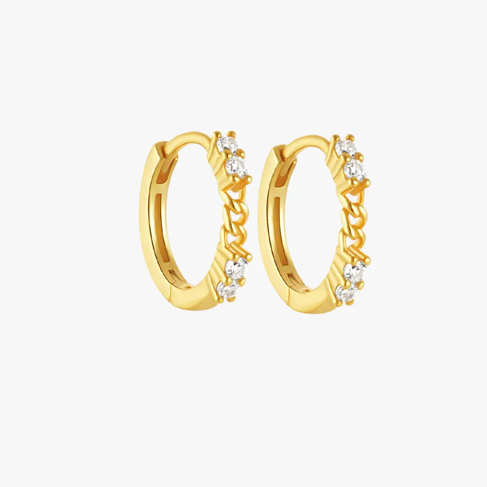 Hollow Zircon Heart C-Shape Hoop Earrings