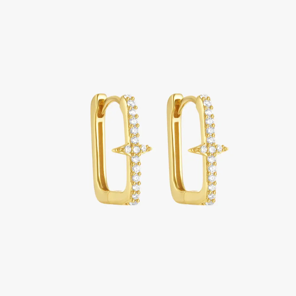 Four-Point Star Square Hoop Earrings