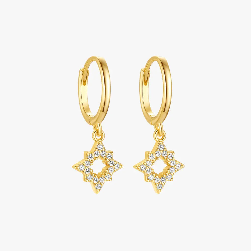 Geometric Star Dangle Hoop Earrings