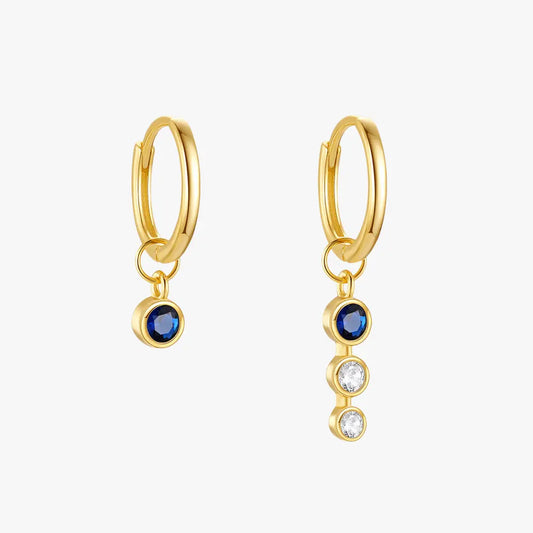 Sapphire and Crystal Drop Hoop Earrings