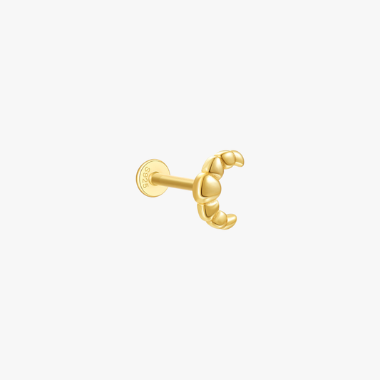 Golden Spiral Beaded Cartilage Stud