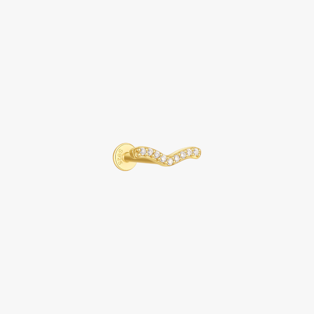 Zirconia Curved Wave Stud