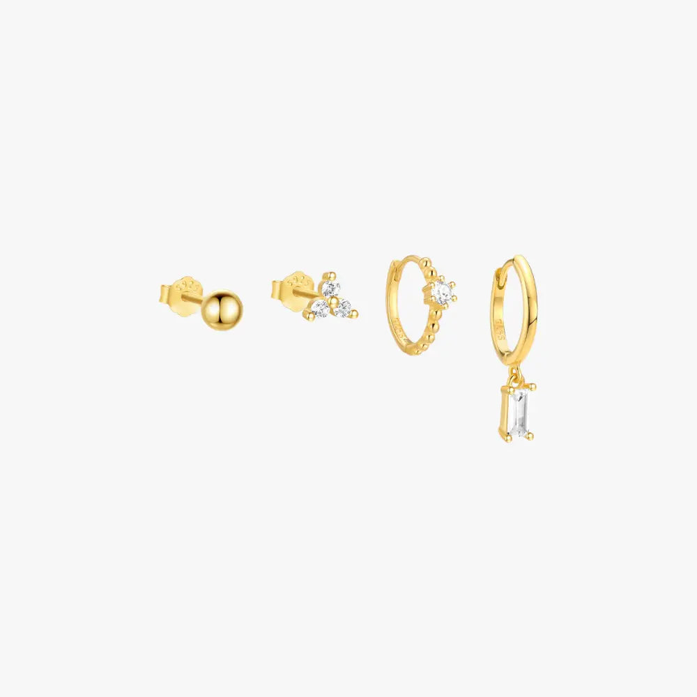 Radiant Geo Hoop and Stud Earring Set