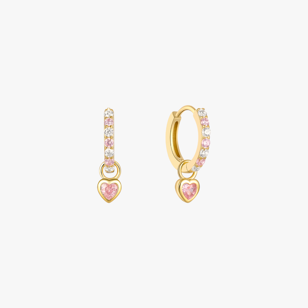 Sparkle Heart Hoop Earrings