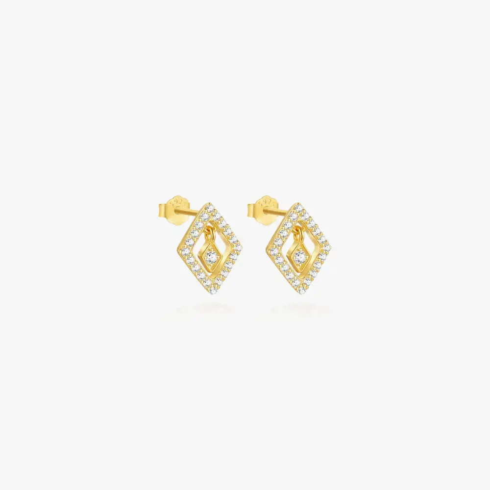 Geometric Zirconia Stud Earrings