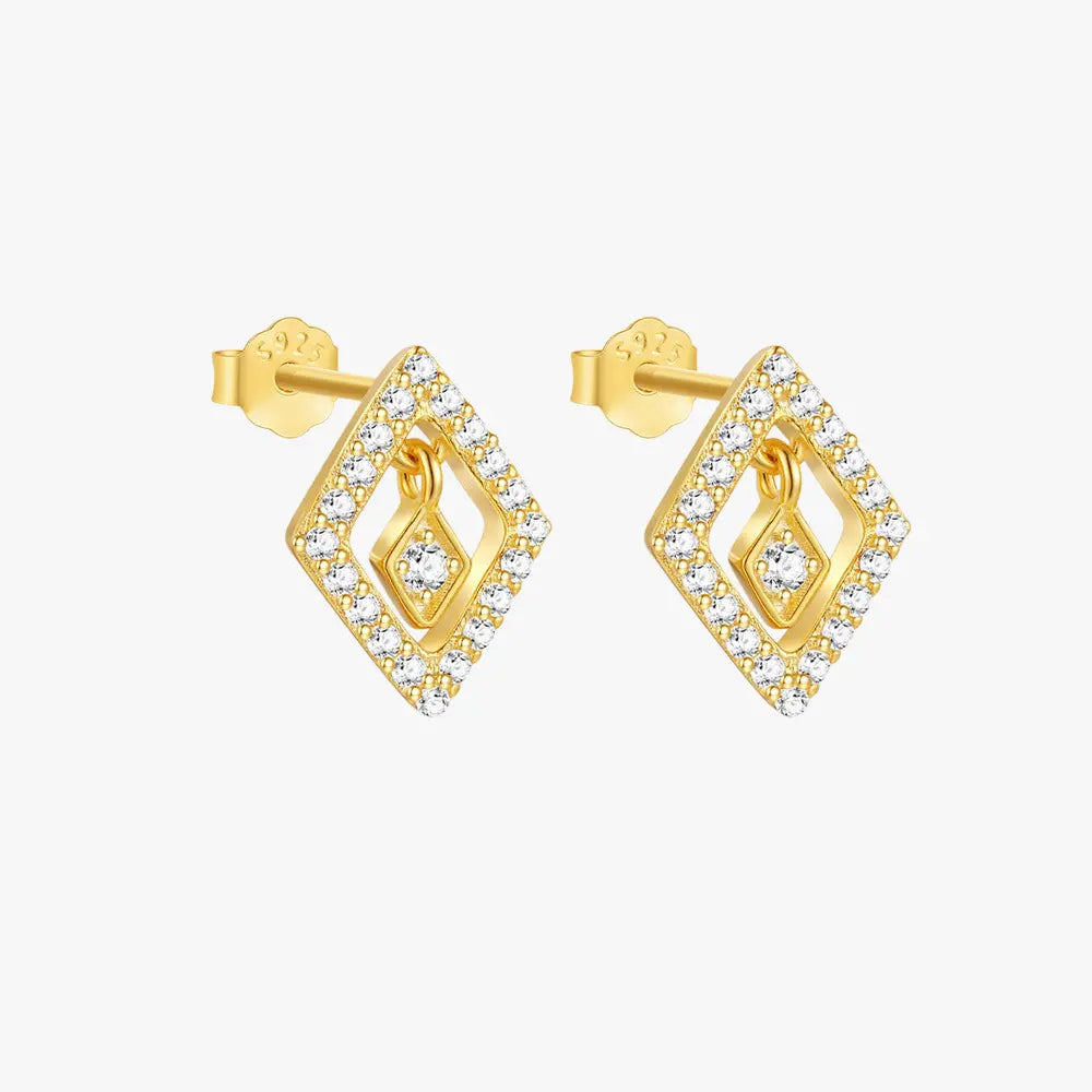 Geometric Zirconia Stud Earrings