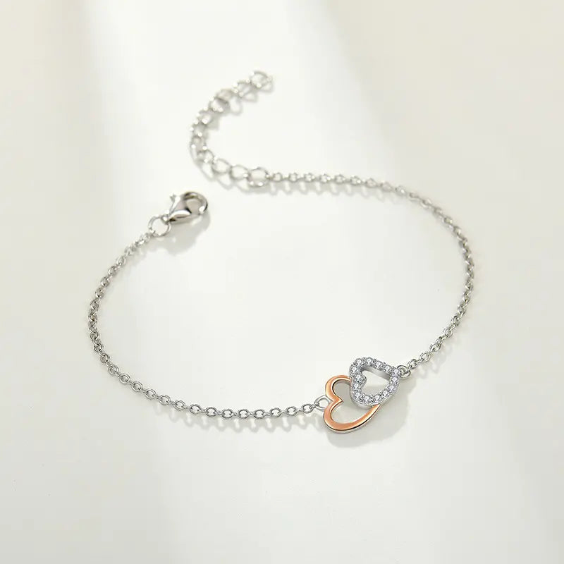 Intertwined Heart Sterling Silver Bracelet