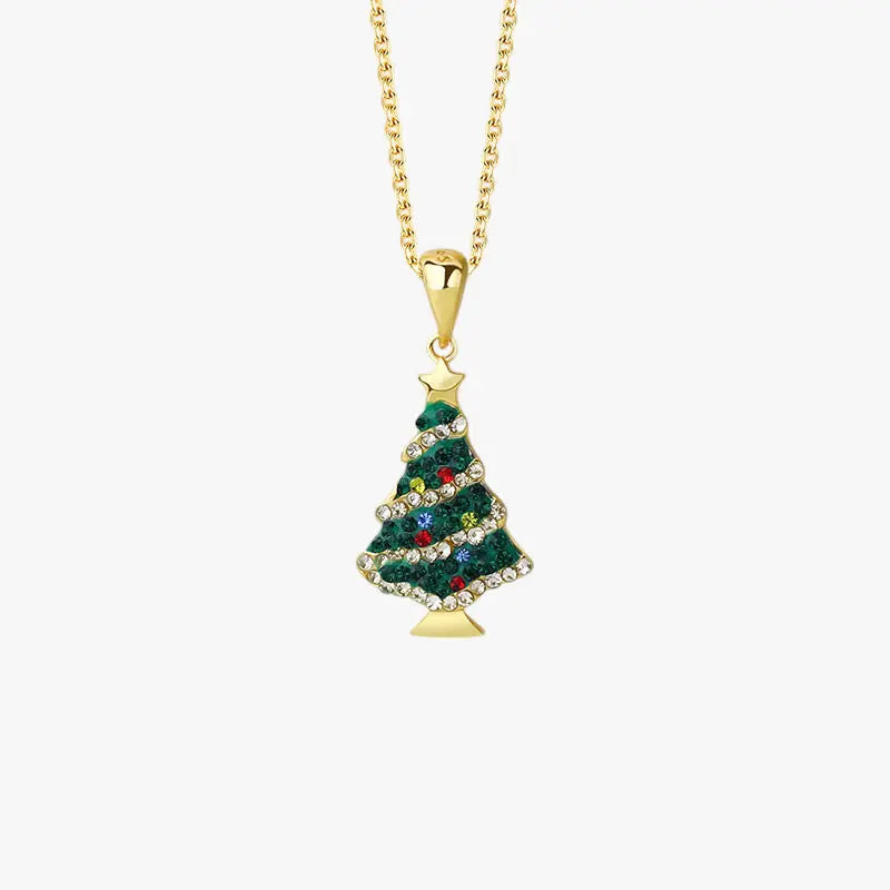 Colorful Zircon Christmas Tree Necklace