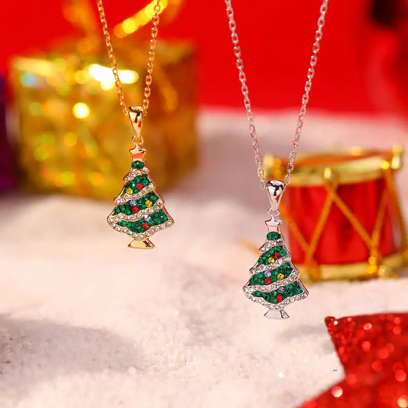 Colorful Zircon Christmas Tree Necklace