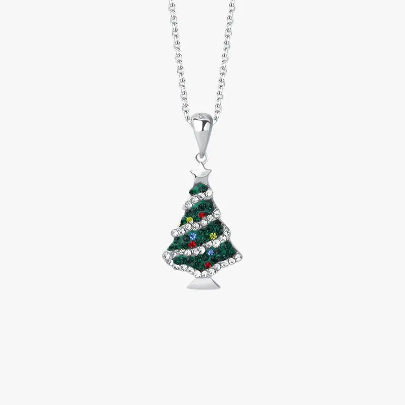 Collar de árbol de Navidad con circonitas de colores