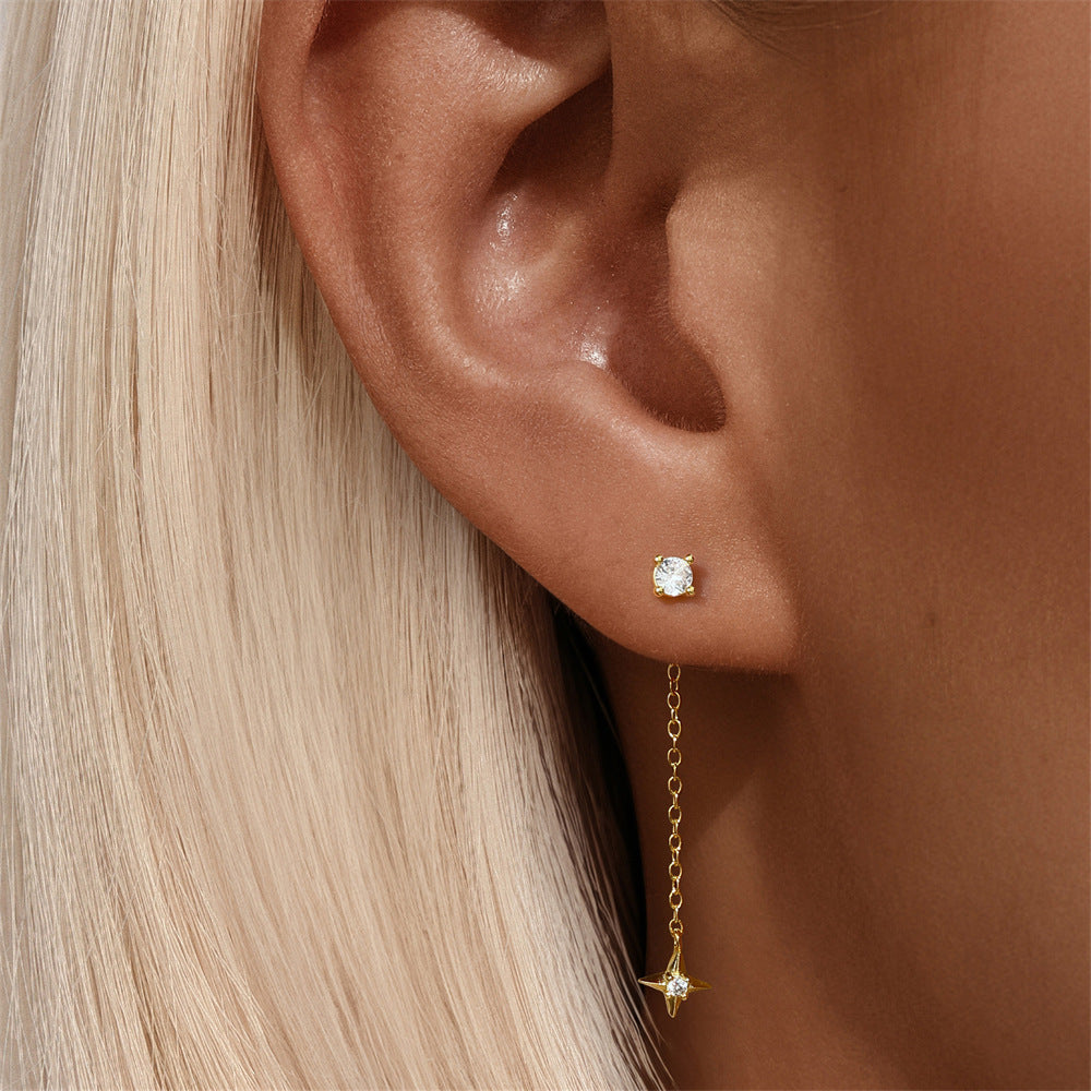 Star Drop Earrings with Zirconia