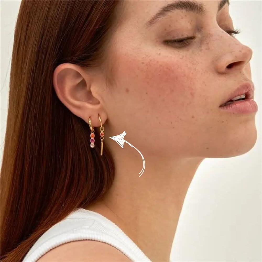 Bar Earrings Charm with Orange Zirconia