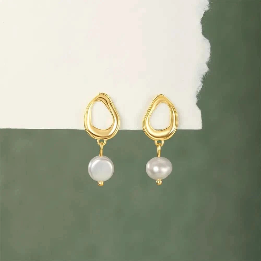 Classic Pearl Gold Drop Earrings