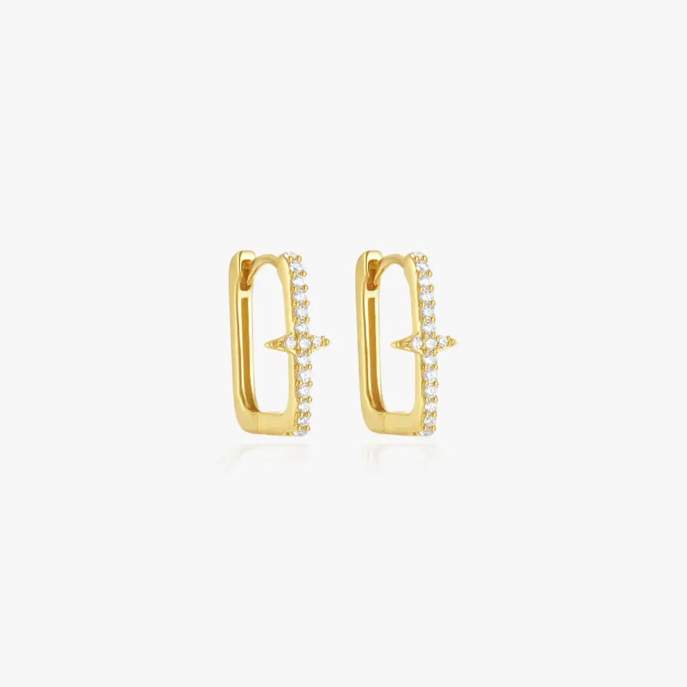 Four-Point Star Square Hoop Earrings