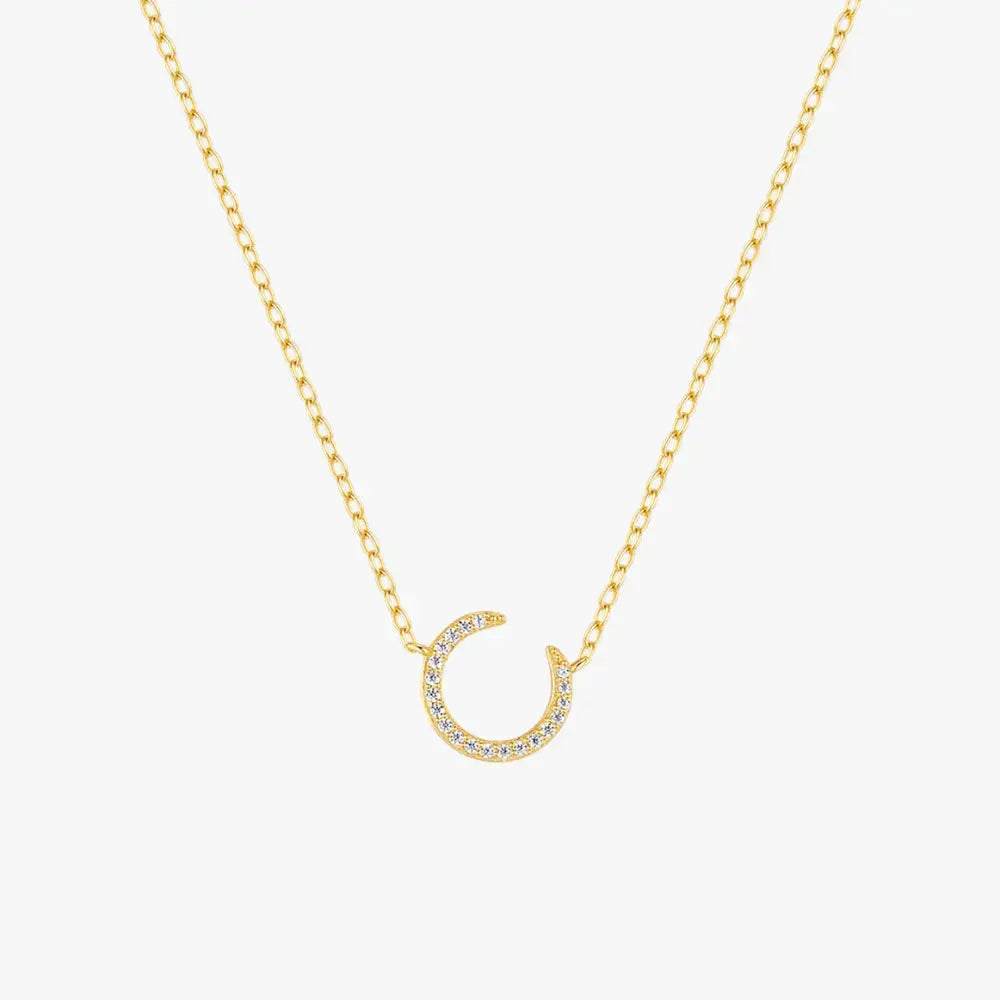 Crescent Moon Zircon Pendant Necklace