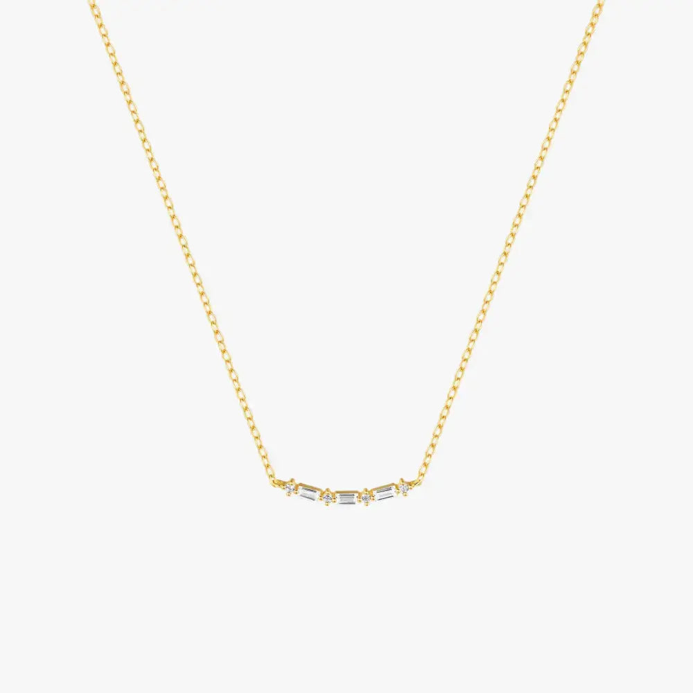 Single Row Square Zircon Pendant Necklace