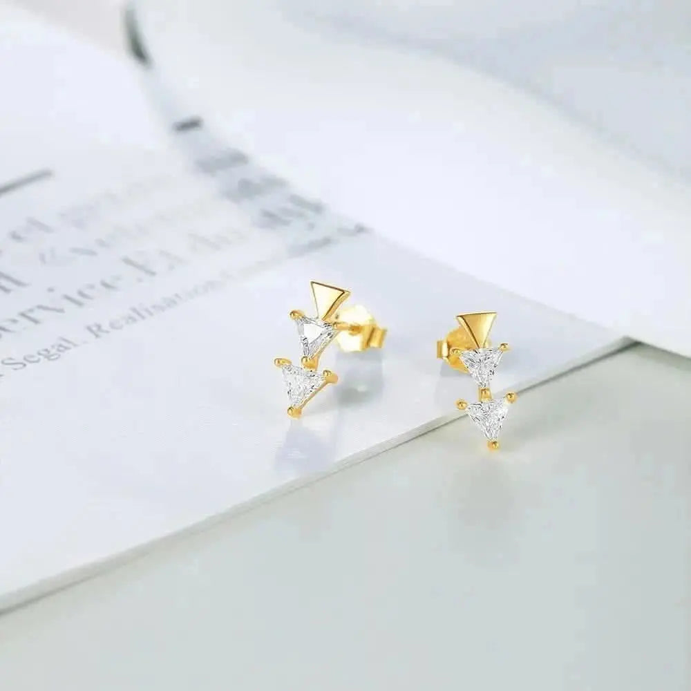 Geometric Triangle Gold Studs