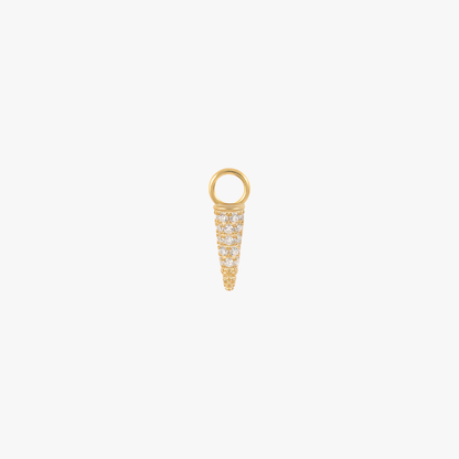 A gold spike charm with diamonds.