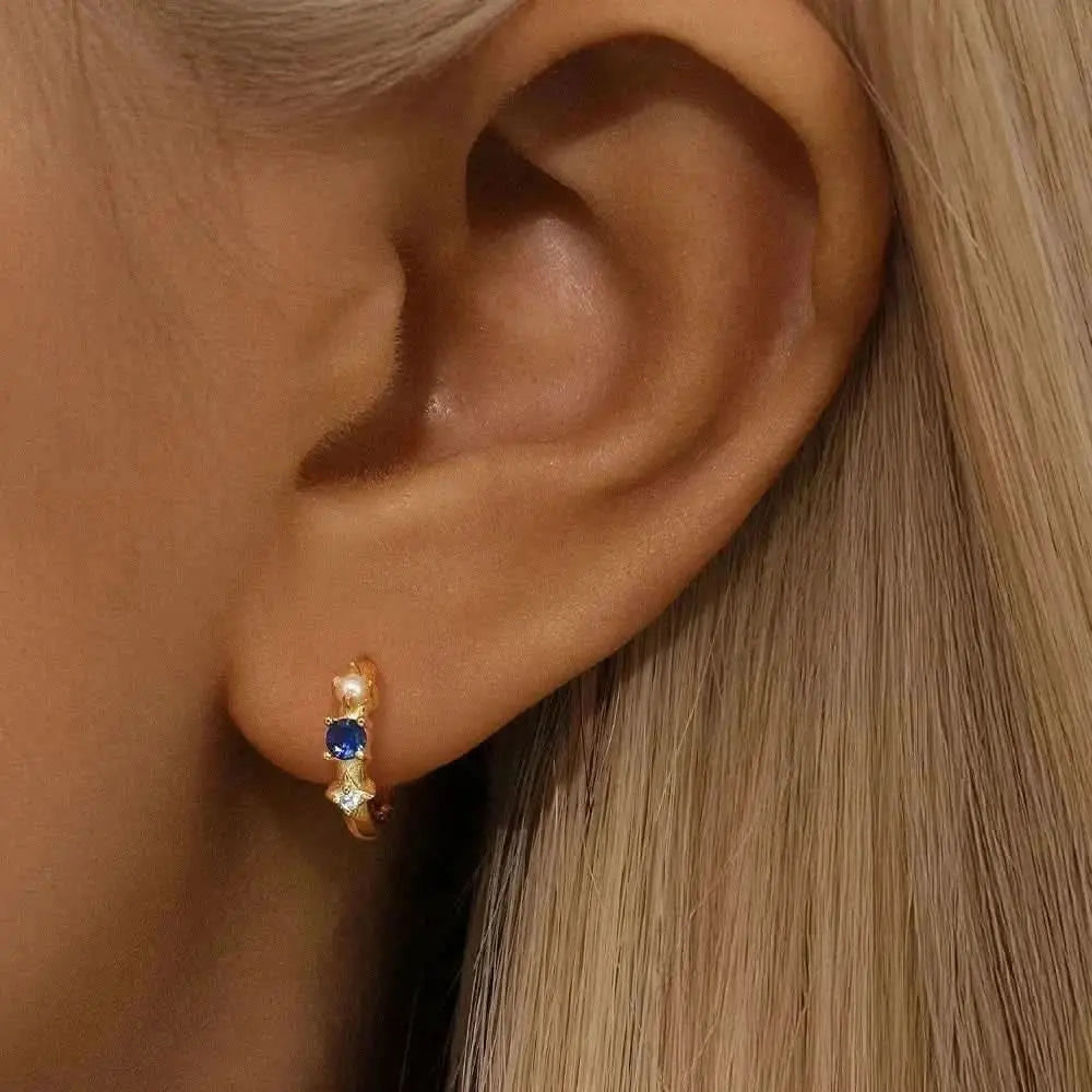 Golden Luxe Sapphire Hoop Earrings