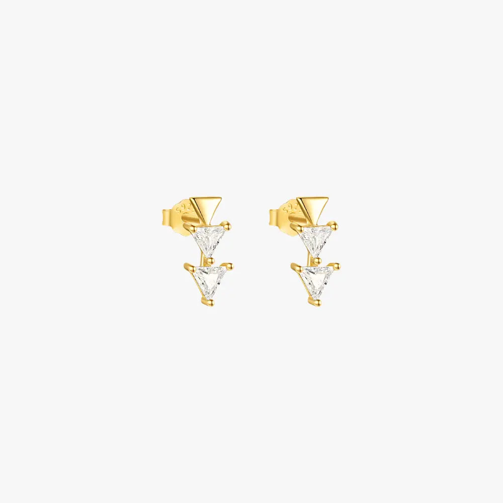 Triangle diamond gold earrings for women, featuring a modern and sophisticated design.