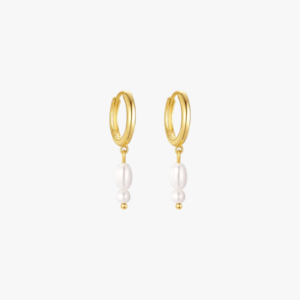 Luxurious S925 sterling silver pearl drop hoop earrings, perfect for formal occasions