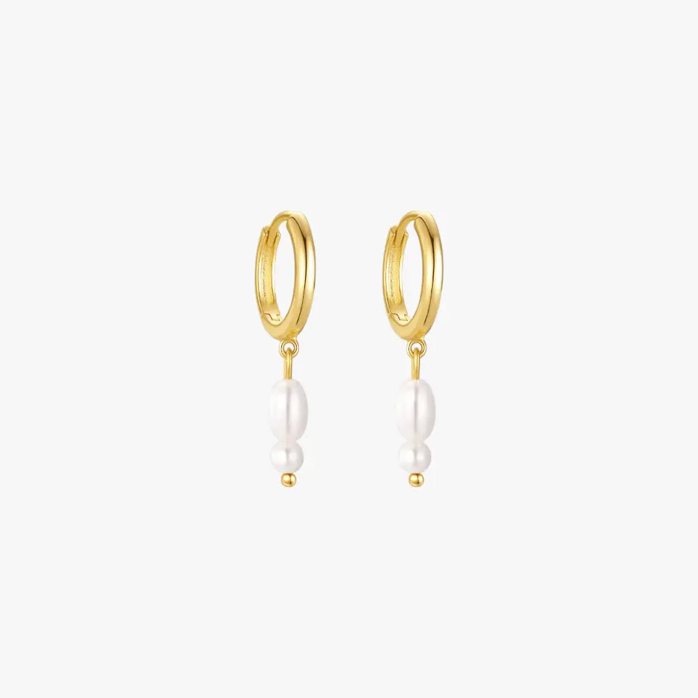 Luxurious S925 sterling silver pearl drop hoop earrings, perfect for formal occasions