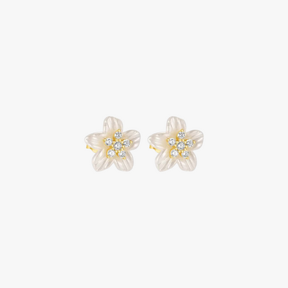 S925 sterling silver acrylic flower-shaped earrings with zircon, a combination of modern and vintage styles.