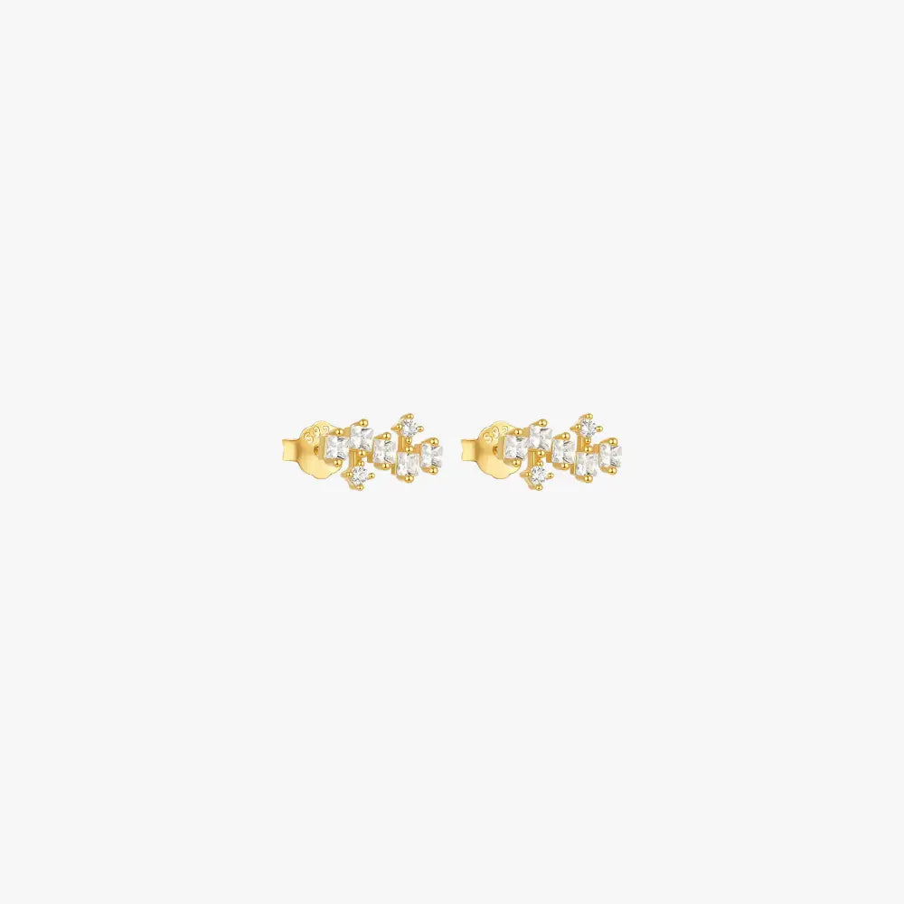 S925 sterling silver cubic zirconia bar stud earrings, ideal for a modern and chic look.