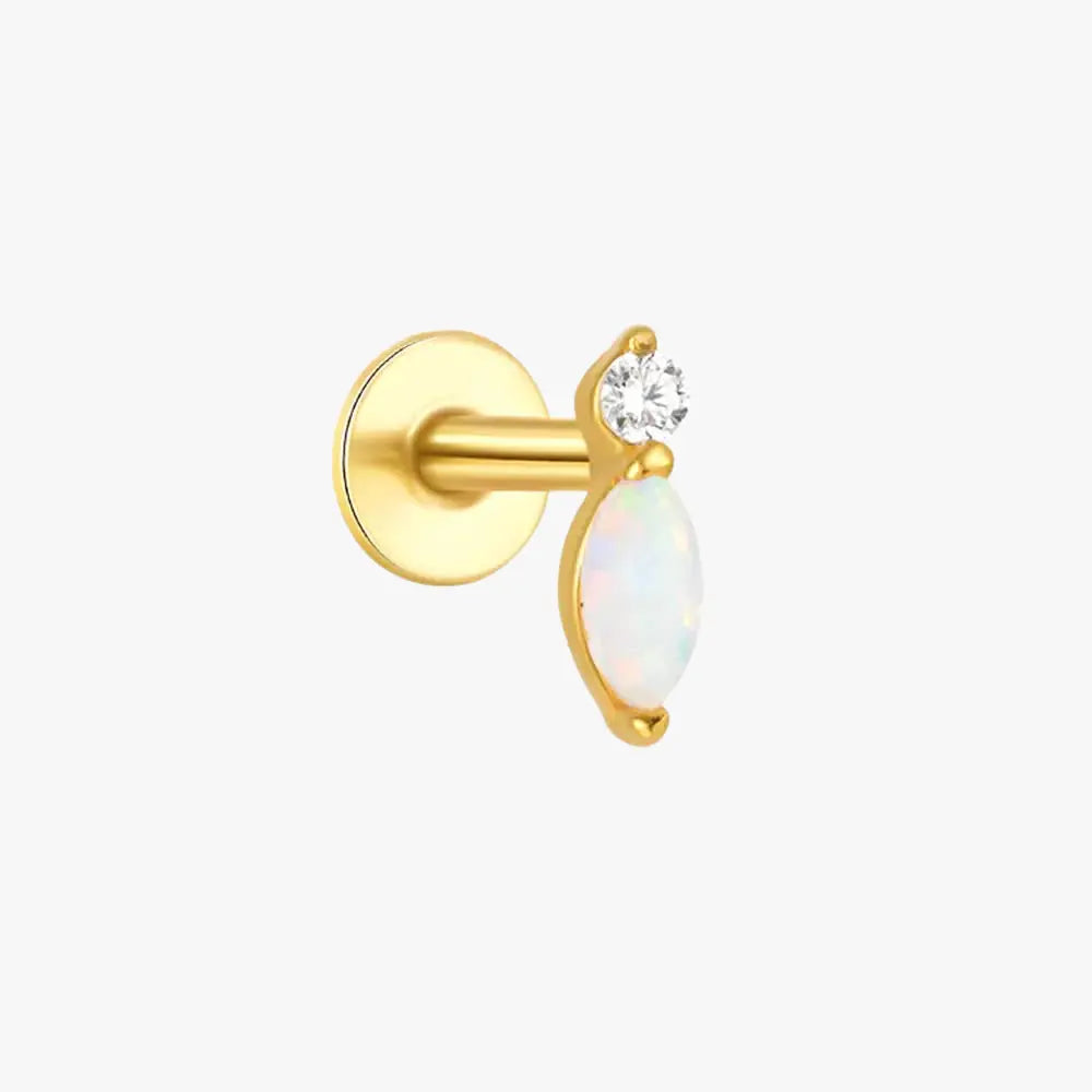 S925 sterling silver opal and zirconia ear stud, a minimalist choice for everyday wear.