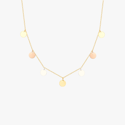 Triple Tone Disc Pendant Necklace