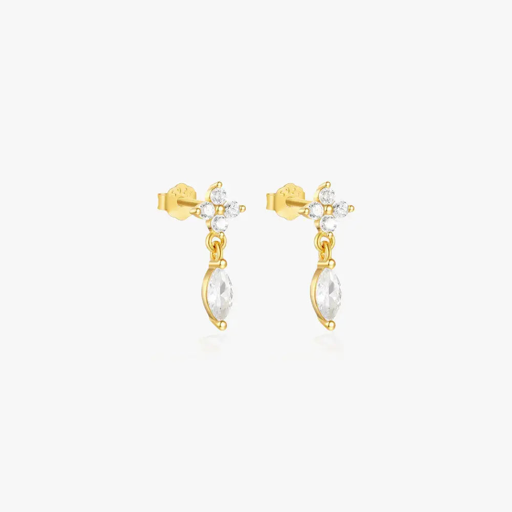 Heart zirconia Petal Drop Earrings