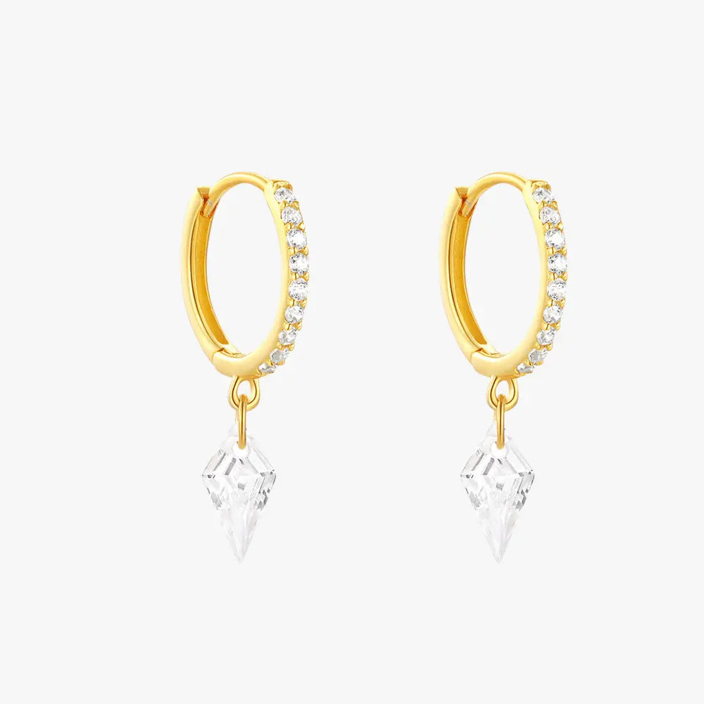 Boucles d'oreilles pendantes en forme de diamant 