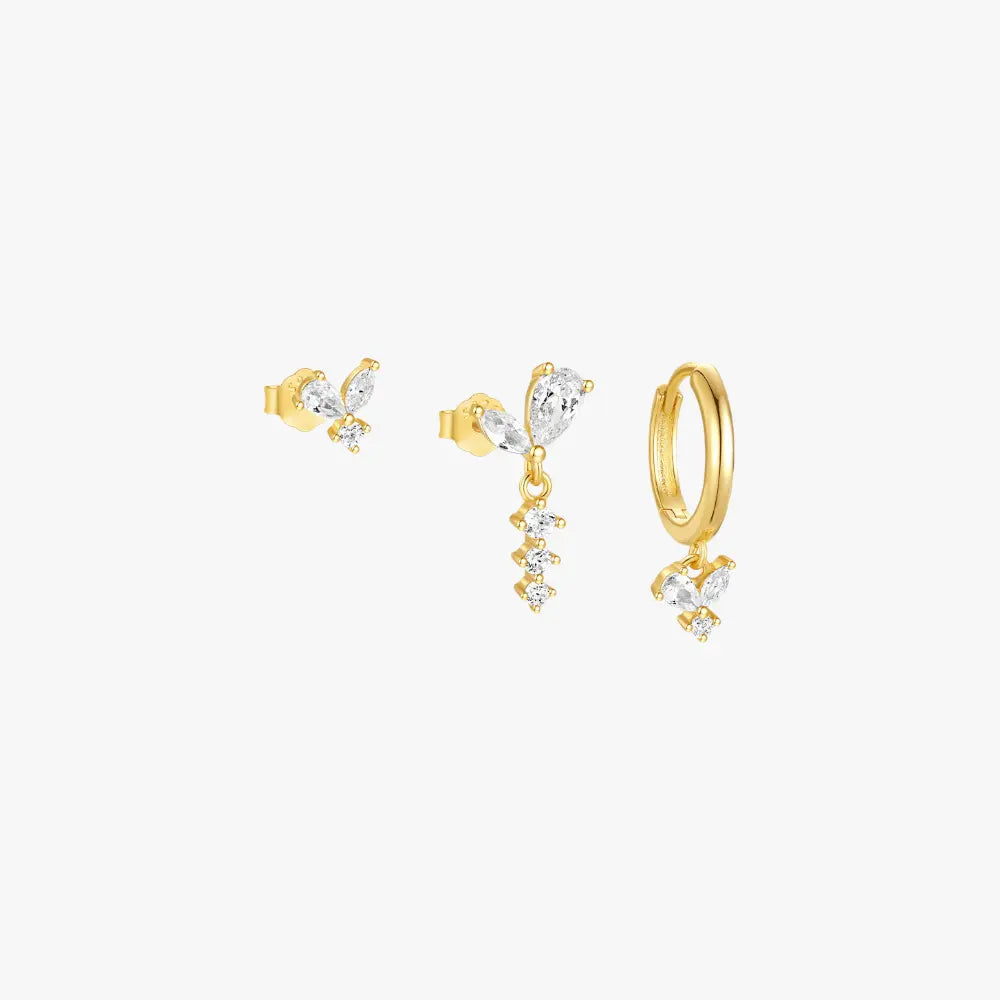 Petal Heart Zirconia Earring Set