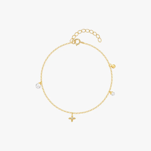 Cross Charm Pearl Bracelet