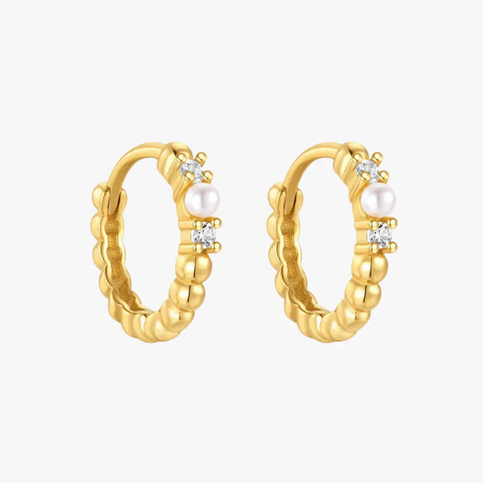 Pearl Accent Twist Hoop Earrings