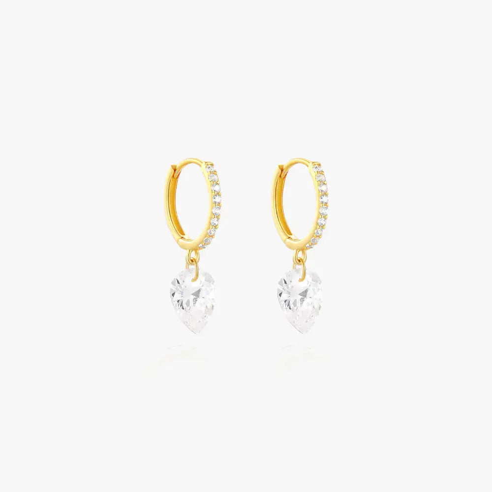 Heart-Shaped Drop Hoop Earrings