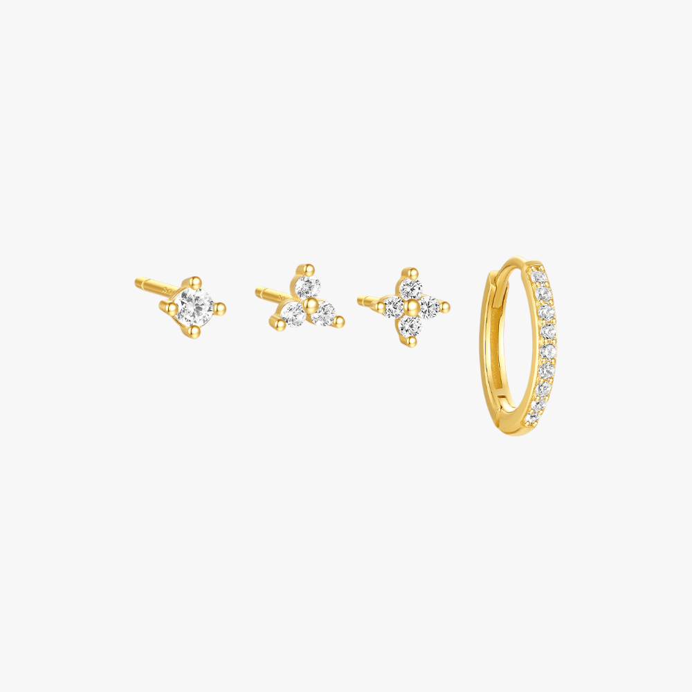 Geometric Zircon Earrings Set