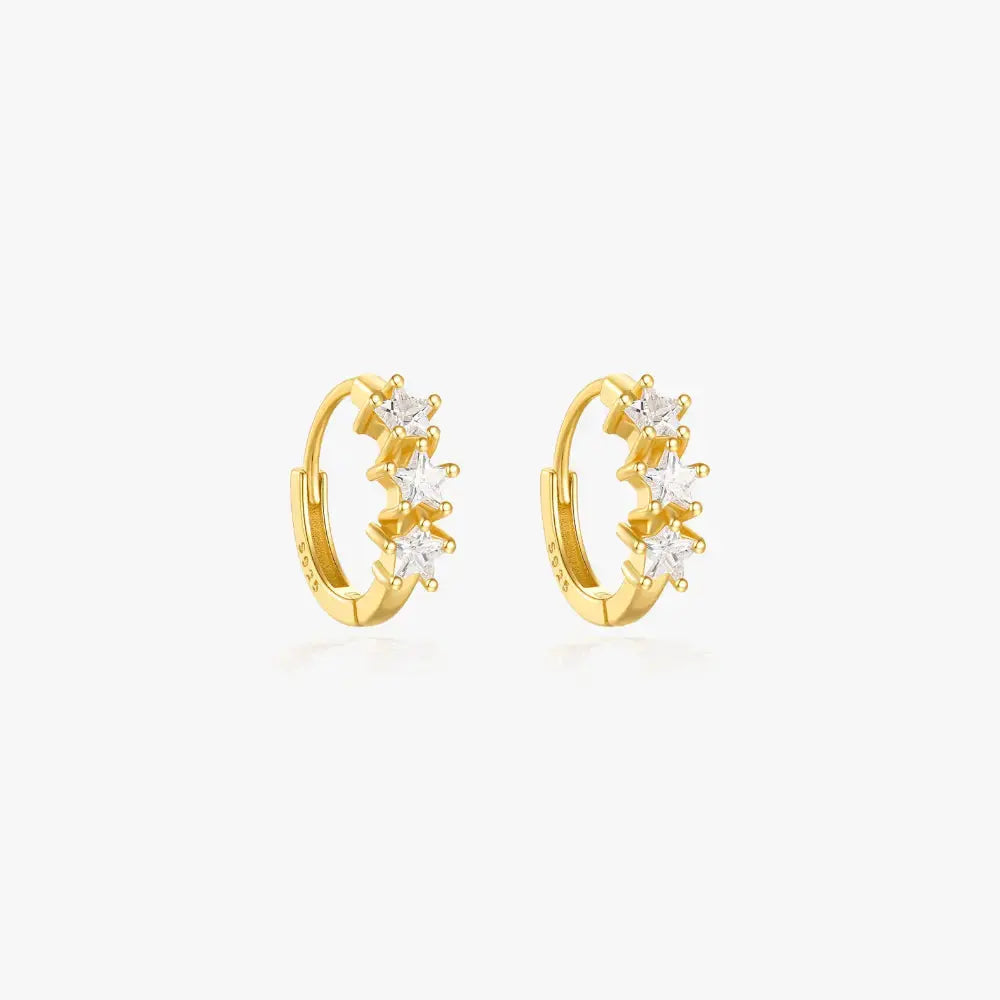 Zirconia Charm Hoop Earrings