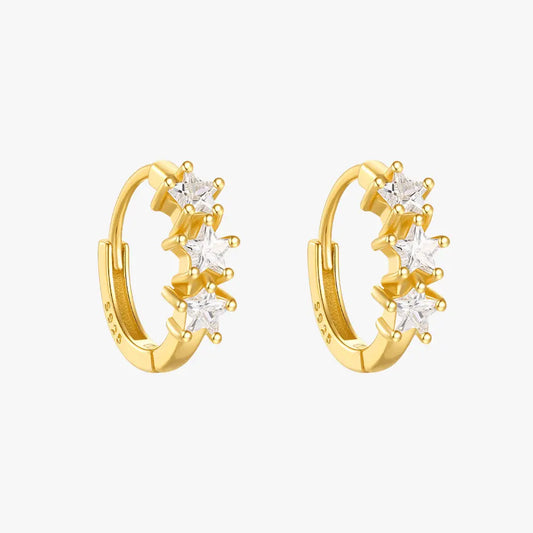 Zirconia Charm Hoop Earrings