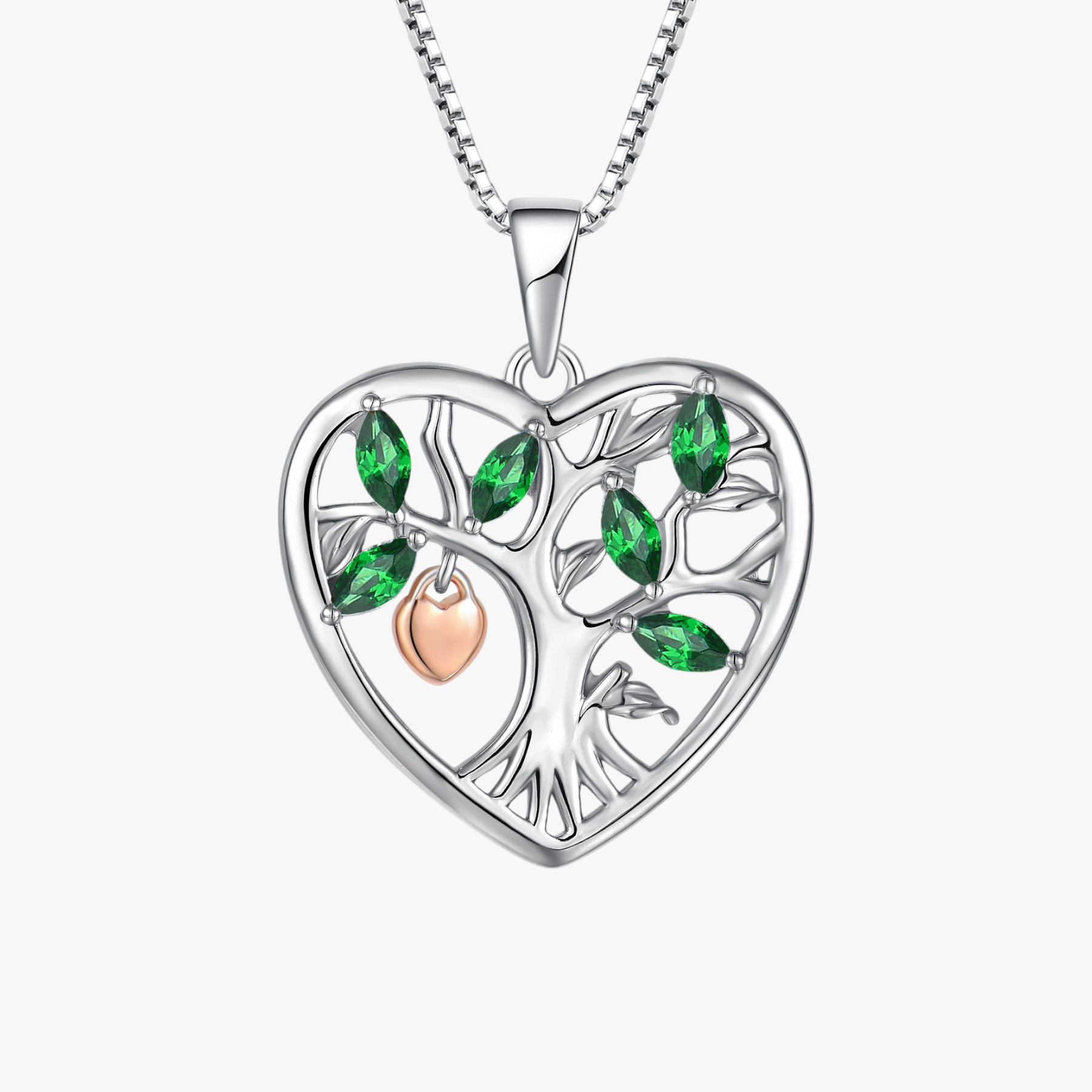 Collar con árbol de la vida y corazón en plata de ley 925