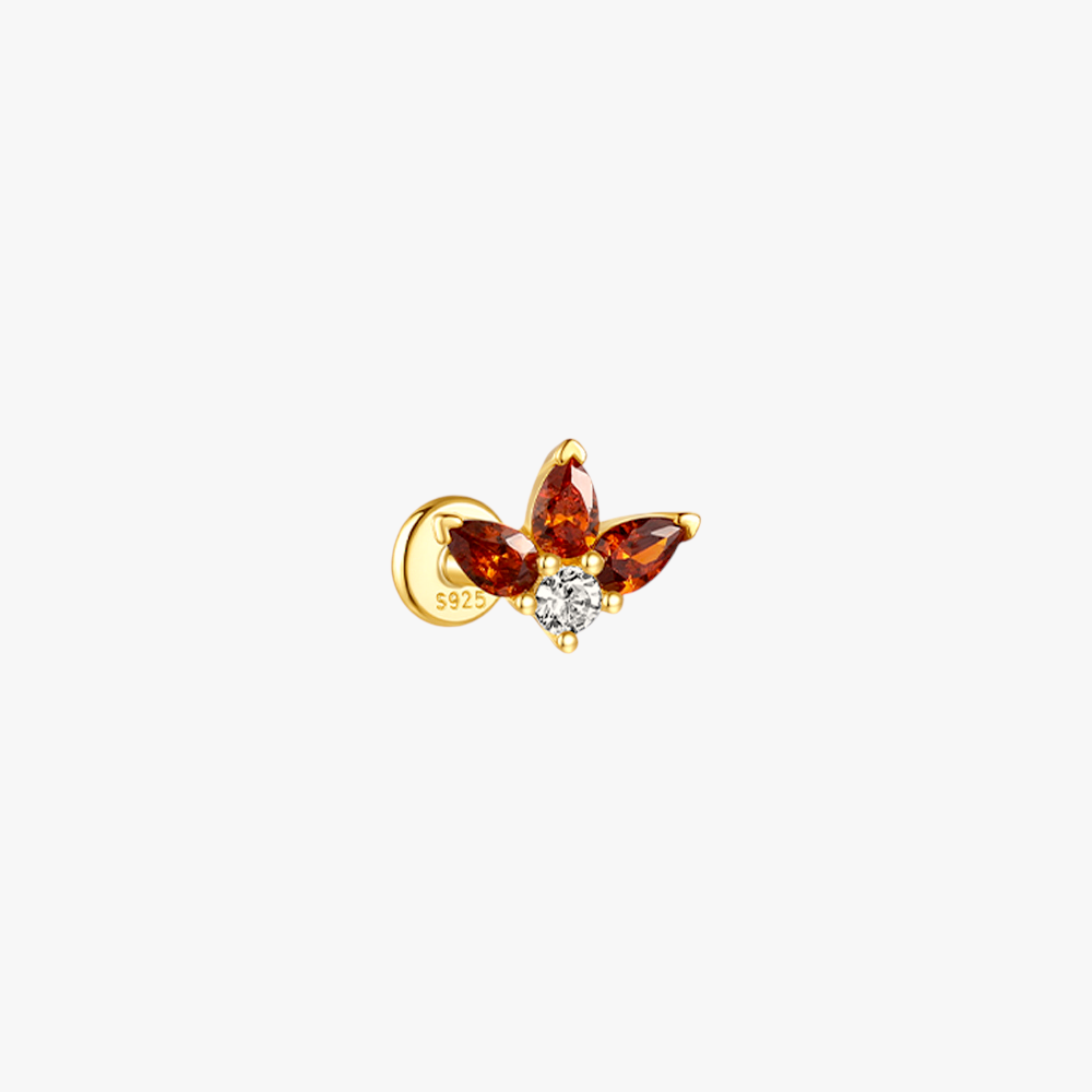 Orange Zirconia Floral Cartilage Stud