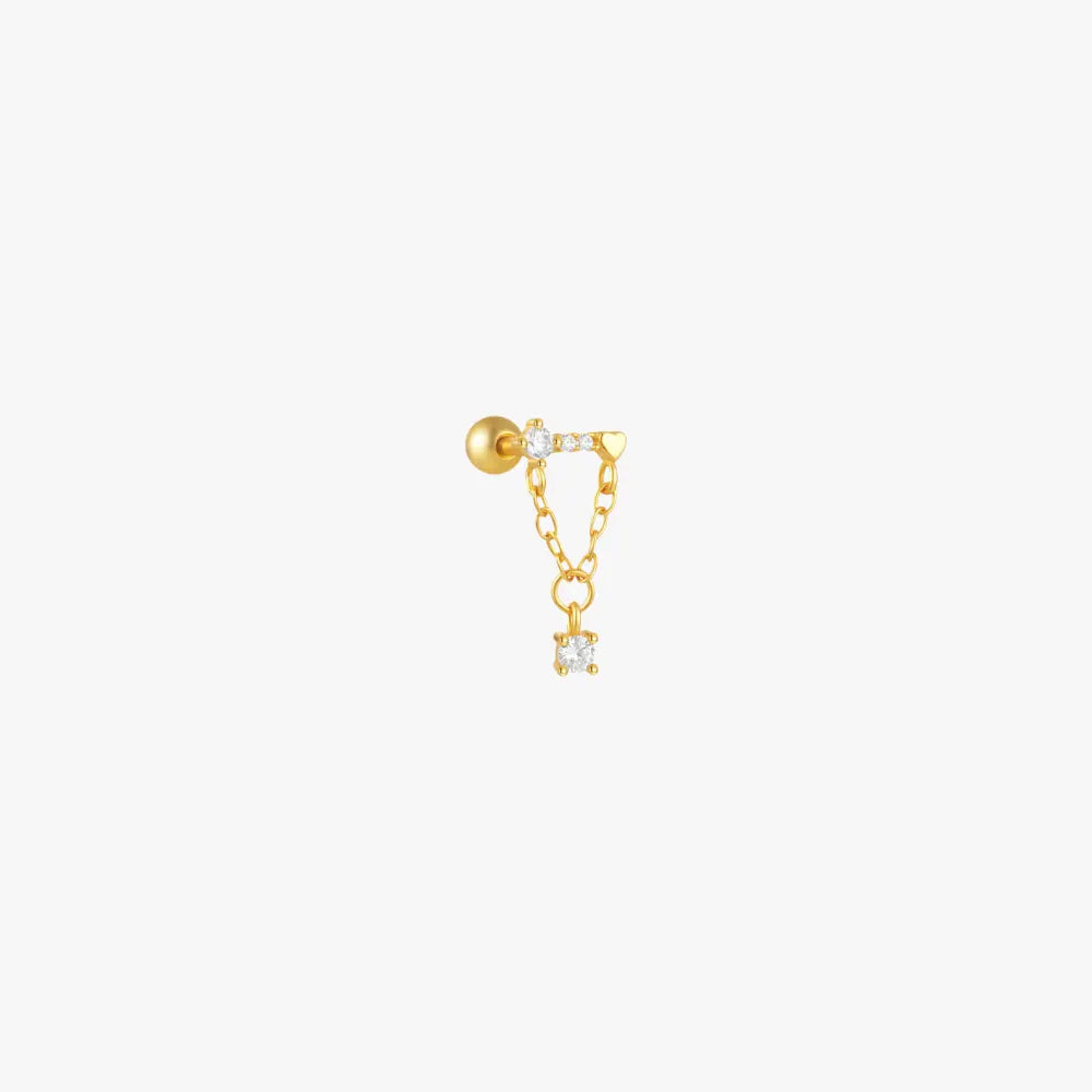 Chain Dangle Zirconia Piercing Stud