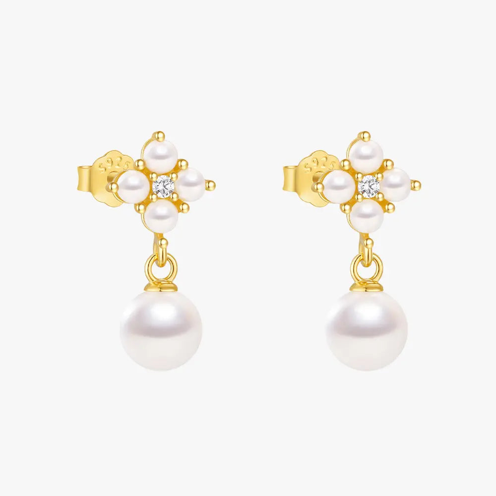 Cluster Pearl Drop Earrings