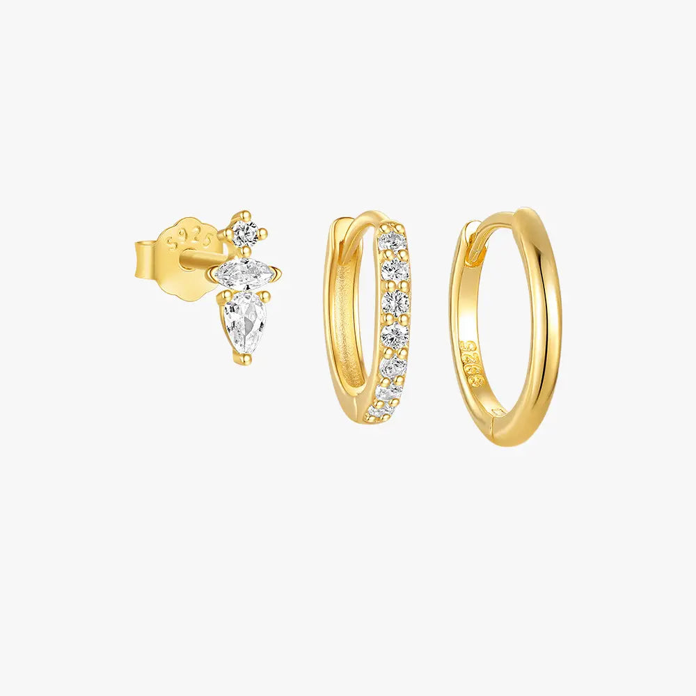 Marquise Zircon Stud & Hoop Earring Set